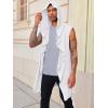 imageRuncati Mens Hooded Cardigan Sleeveless Ruffle Shawl Collar Open Front Knit Drape RobeWhite
