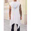 imageRuncati Mens Hooded Cardigan Sleeveless Ruffle Shawl Collar Open Front Knit Drape RobeWhite