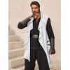 imageRuncati Mens Hooded Cardigan Sleeveless Ruffle Shawl Collar Open Front Knit Drape RobeWhite