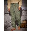 imageRuncati Mens Medieval Ankle Pants Renaissance Viking Navigator Pirate Pants Lace Up Striped Halloween Costume TrousersArmy Green
