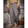 imageRuncati Mens Medieval Ankle Pants Renaissance Viking Navigator Pirate Pants Lace Up Striped Halloween Costume TrousersBlue Gray