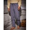 imageRuncati Mens Medieval Ankle Pants Renaissance Viking Navigator Pirate Pants Lace Up Striped Halloween Costume TrousersNavy