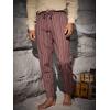 imageRuncati Mens Medieval Ankle Pants Renaissance Viking Navigator Pirate Pants Lace Up Striped Halloween Costume TrousersWine Red