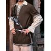 imageRuncati Mens Medieval Costume Halloween Renaissance Tunic Viking Knight Pirate Warrior LARP ShirtsBrown