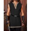 imageRuncati Mens Medieval Costume Pirate Renaissance Sleeveless Tunic Knight Viking Halloween LARP ShirtsBlack