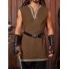 imageRuncati Mens Medieval Costume Pirate Renaissance Sleeveless Tunic Knight Viking Halloween LARP ShirtsBrown