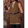 imageRuncati Mens Medieval Costume Pirate Renaissance Sleeveless Tunic Knight Viking Halloween LARP ShirtsBrown