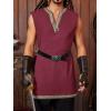 imageRuncati Mens Medieval Costume Pirate Renaissance Sleeveless Tunic Knight Viking Halloween LARP ShirtsBurgundy