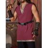 imageRuncati Mens Medieval Costume Pirate Renaissance Sleeveless Tunic Knight Viking Halloween LARP ShirtsBurgundy