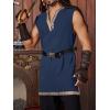 imageRuncati Mens Medieval Costume Pirate Renaissance Sleeveless Tunic Knight Viking Halloween LARP ShirtsNavy