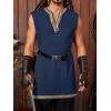 imageRuncati Mens Medieval Costume Pirate Renaissance Sleeveless Tunic Knight Viking Halloween LARP ShirtsNavy