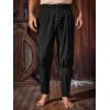 imageRuncati Mens Medieval Pirate Pants Renaissance Ankle Banded Viking Ren Faire Pants Lace Up Halloween Costume TrousersBlack