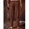 imageRuncati Mens Medieval Pirate Pants Renaissance Ankle Banded Viking Ren Faire Pants Lace Up Halloween Costume TrousersCoffee