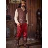 imageRuncati Mens Medieval Pirate Pants Renaissance Ankle Banded Viking Ren Faire Pants Lace Up Halloween Costume TrousersRed