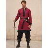 imageRuncati Mens Medieval Pirate Shirt Renaissance Viking Knight Warrior Tunic Tops Lace Up LARP Halloween CostumeBurgundy
