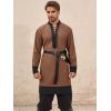 imageRuncati Mens Medieval Pirate Shirt Renaissance Viking Knight Warrior Tunic Tops Lace Up LARP Halloween CostumeCoffee