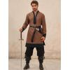 imageRuncati Mens Medieval Pirate Shirt Renaissance Viking Knight Warrior Tunic Tops Lace Up LARP Halloween CostumeCoffee