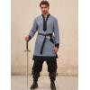 imageRuncati Mens Medieval Pirate Shirt Renaissance Viking Knight Warrior Tunic Tops Lace Up LARP Halloween CostumeGrey