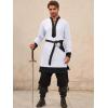 imageRuncati Mens Medieval Pirate Shirt Renaissance Viking Knight Warrior Tunic Tops Lace Up LARP Halloween CostumeWhite