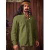 imageRuncati Mens Medieval Pirate Shirt Renaissance Viking Long Sleeve Shirts Lace Up Scottish Halloween Costume TopsArmy Green