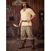 imageRuncati Mens Medieval Pirate Shirt Renaissance Viking Long Sleeve Shirts Lace Up Scottish Halloween Costume TopsBeige