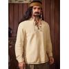 imageRuncati Mens Medieval Pirate Shirt Renaissance Viking Long Sleeve Shirts Lace Up Scottish Halloween Costume TopsBeige