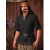 imageRuncati Mens Medieval Pirate Shirt Renaissance Viking Long Sleeve Shirts Lace Up Scottish Halloween Costume TopsBlack
