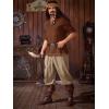imageRuncati Mens Medieval Pirate Shirt Renaissance Viking Long Sleeve Shirts Lace Up Scottish Halloween Costume TopsBrown