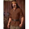 imageRuncati Mens Medieval Pirate Shirt Renaissance Viking Long Sleeve Shirts Lace Up Scottish Halloween Costume TopsBrown