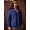 imageRuncati Mens Medieval Pirate Shirt Renaissance Viking Long Sleeve Shirts Lace Up Scottish Halloween Costume TopsNavy Blue