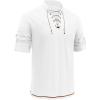 imageRuncati Mens Medieval Pirate Shirt Renaissance Viking Long Sleeve Shirts Lace Up Scottish Halloween Costume TopsWhite