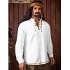 imageRuncati Mens Medieval Pirate Shirt Renaissance Viking Long Sleeve Shirts Lace Up Scottish Halloween Costume TopsWhite