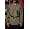 imageRuncati Mens Medieval Pirate Shirt Steampunk Viking Renaissance Long Sleeve Lace Up Scottish Halloween Costume TopsArmy Green