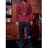 imageRuncati Mens Medieval Pirate Shirt Steampunk Viking Renaissance Long Sleeve Lace Up Scottish Halloween Costume TopsRed