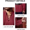 imageRuncati Mens Medieval Pirate Shirt Steampunk Viking Renaissance Long Sleeve Lace Up Scottish Halloween Costume TopsRed