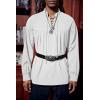 imageRuncati Mens Medieval Pirate Shirt Steampunk Viking Renaissance Long Sleeve Lace Up Scottish Halloween Costume TopsWhite