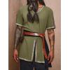 imageRuncati Mens Medieval Pirate Tunic Renaissance Viking Knight Costume Linen Short Sleeve LARP Halloween TopsArmy Green