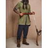 imageRuncati Mens Medieval Pirate Tunic Renaissance Viking Knight Costume Linen Short Sleeve LARP Halloween TopsArmy Green
