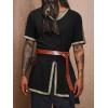 imageRuncati Mens Medieval Pirate Tunic Renaissance Viking Knight Costume Linen Short Sleeve LARP Halloween TopsBlack