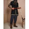 imageRuncati Mens Medieval Pirate Tunic Renaissance Viking Knight Costume Linen Short Sleeve LARP Halloween TopsBlack
