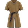imageRuncati Mens Medieval Pirate Tunic Renaissance Viking Knight Costume Linen Short Sleeve LARP Halloween TopsBrown