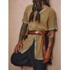 imageRuncati Mens Medieval Pirate Tunic Renaissance Viking Knight Costume Linen Short Sleeve LARP Halloween TopsBrown