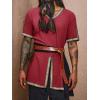 imageRuncati Mens Medieval Pirate Tunic Renaissance Viking Knight Costume Linen Short Sleeve LARP Halloween TopsBurgundy