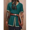 imageRuncati Mens Medieval Pirate Tunic Renaissance Viking Knight Costume Linen Short Sleeve LARP Halloween TopsDark Green