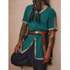 imageRuncati Mens Medieval Pirate Tunic Renaissance Viking Knight Costume Linen Short Sleeve LARP Halloween TopsDark Green