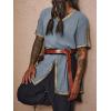 imageRuncati Mens Medieval Pirate Tunic Renaissance Viking Knight Costume Linen Short Sleeve LARP Halloween TopsGrey