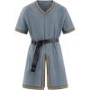 imageRuncati Mens Medieval Pirate Tunic Renaissance Viking Knight Costume Linen Short Sleeve LARP Halloween TopsGrey