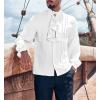 imageRuncati Mens Pirate Medieval Shirts Ruffle Steampunk Victorian Cosplay Costume Gothic Renaissance Shirt Viking TopsWhite