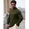imageRuncati Mens QuarterZip Pullover Sweater Casual Mock Neck Knitted Winter Warm Ribbed Polo SweatersArmy Green