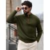 imageRuncati Mens QuarterZip Pullover Sweater Casual Mock Neck Knitted Winter Warm Ribbed Polo SweatersArmy Green
